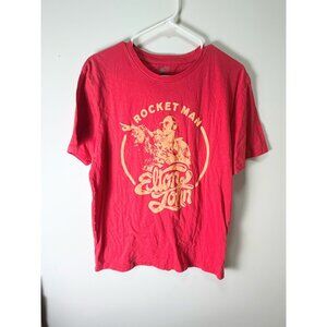 Elton John Rocket Man‎ Graphic T-Shirt Red 100% Cotton L Official Concert y2k